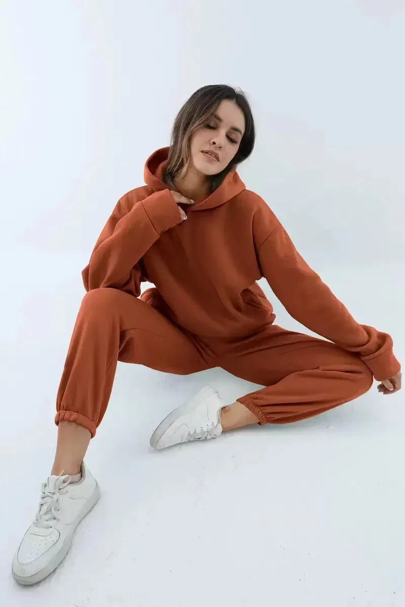 Winter Two Piece Sets Women Tracksuit Oversized Suit 2024 Autumn Trouser Suits Female Sweatshirt Solid Sports Hoodie Sportswear