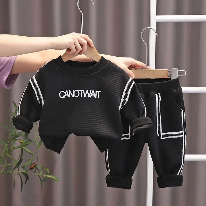 Maxy Spring Autumn Children Kids Boys Girls Clothes Cotton Strips Hoodies Pants 2Pcs/set Infant Kid Fashion Toddler Casual Tracksuit