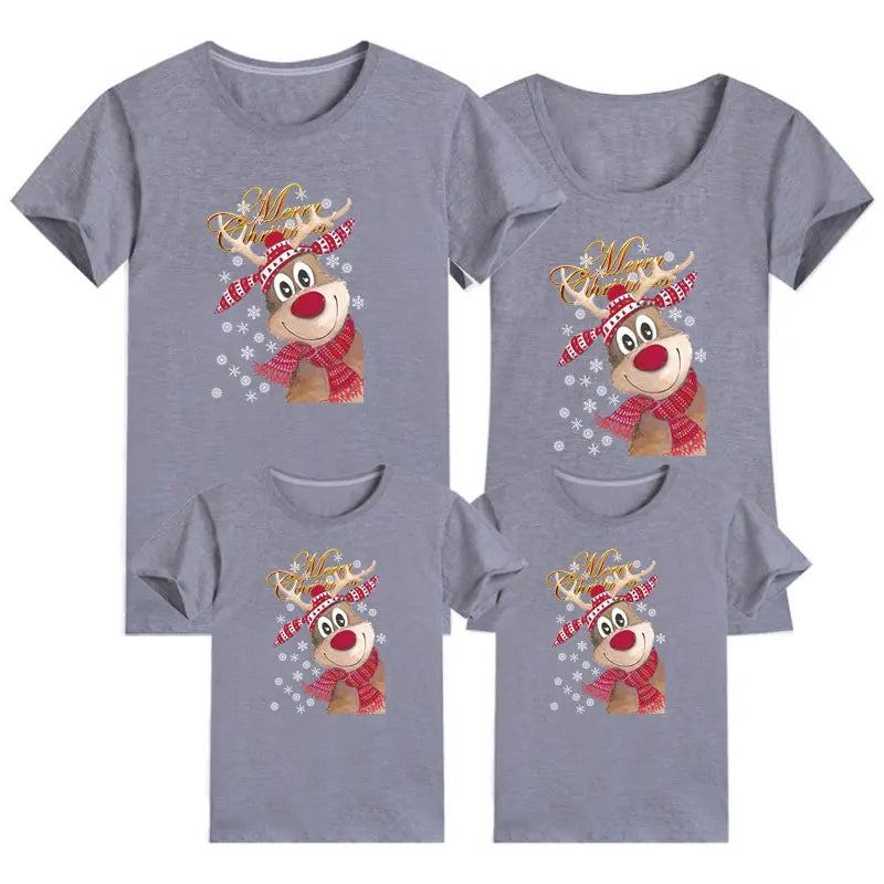 Maxy 2024 Christmas Daddy Mommy Baby Merry Family Look Casual Family Tshirt Christmas Deer Matching Family Outfits Baby Romper Cotton