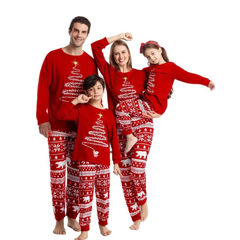 Maxy Christmas Family Matching Pajamas Adults Kids Family Outfit Top+Pants 2PCS Xmas Sleepwear Baby Jumpsuit Dog Clothes