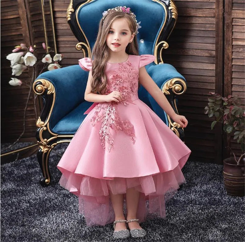Maxy Girls Dress Kids Dresses Little Princess Flower Girl Dress Long Wedding Gown Children Christmas Party Clothing 1 2 3 6 8 Years