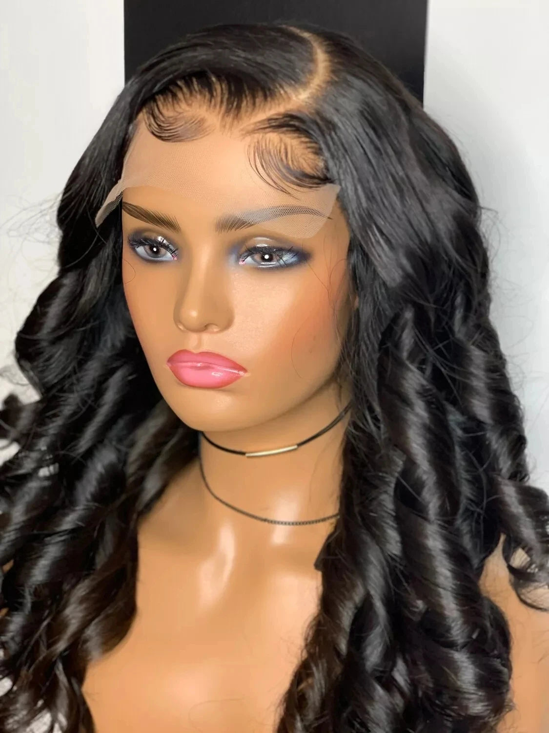 Amay Black 1B Soft Glueless Spring Curly Lace Front Wig 26inch Long 180 Density For African Women Baby Hair Preplucked Daily