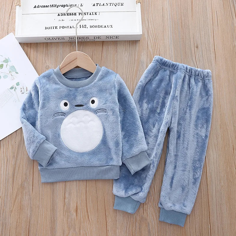 Babs Boy Clothing Set Autumn and Winter Velvet Thick Warm Casual Hooded Sweater Cartoon Cute Bear 3Pcs Toddler Girl Clothes Suit