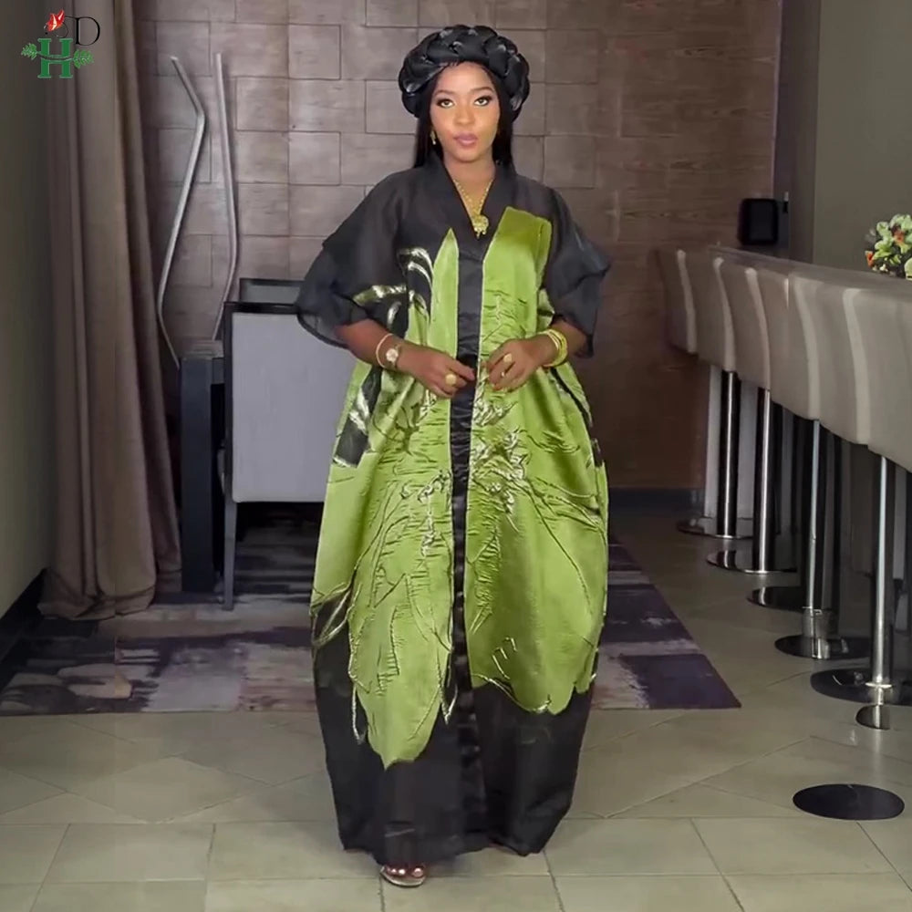 Maxy H&D Plus Size African Dresses For Women New Dashiki Ankara Turkey Outfit Gown 2 Pieces Summer Party Dress Jacquard fabric