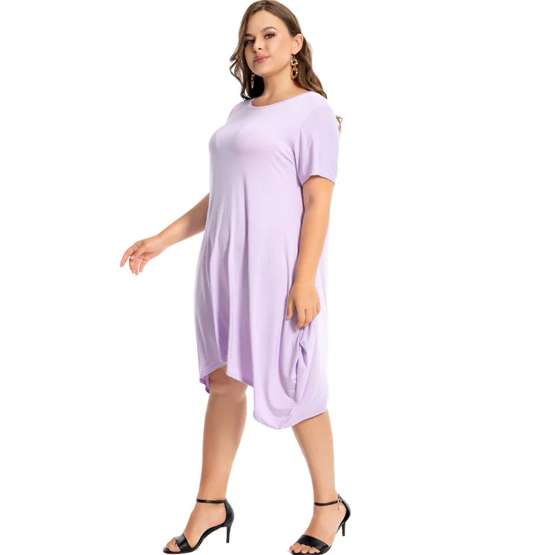 Amay Modal Cotton Nightgowns For Women Plus Size Short Sleeve O Neck Lounge PJS Pajama Dress 7XL 6XL 5XL Black White Red Sleepwear