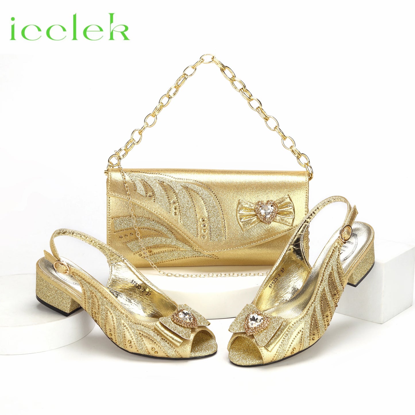 Maxy New Arrival Elegant Style Color Low Heels Nigeria Popular Design African Ladies Shoes and Bag Set-