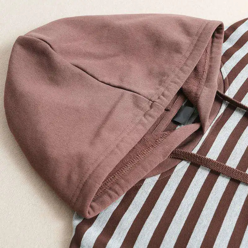 Maxy Spring Casual Loose Striped Hooded 2 Piece Sets Sweatshirt And Harem Pants Tracksuit Oversized 4XL Korean Sweatsuit Women Outfit