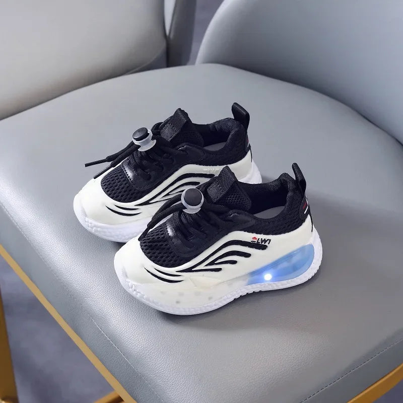 Maxy Girls Sneakers Breathable Tennis Trainers Kids Shoes Luminous Light Running Shoes Baby Boy Toddler Shoe Illuminated Sport Shoes
