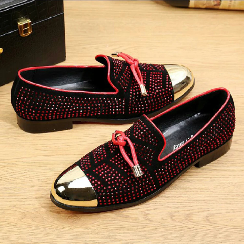 Maxy Autumn Metal Soup diamond COW LEATHER Luxurious Commercial affairs Customized Personality Party Socialize Shoes