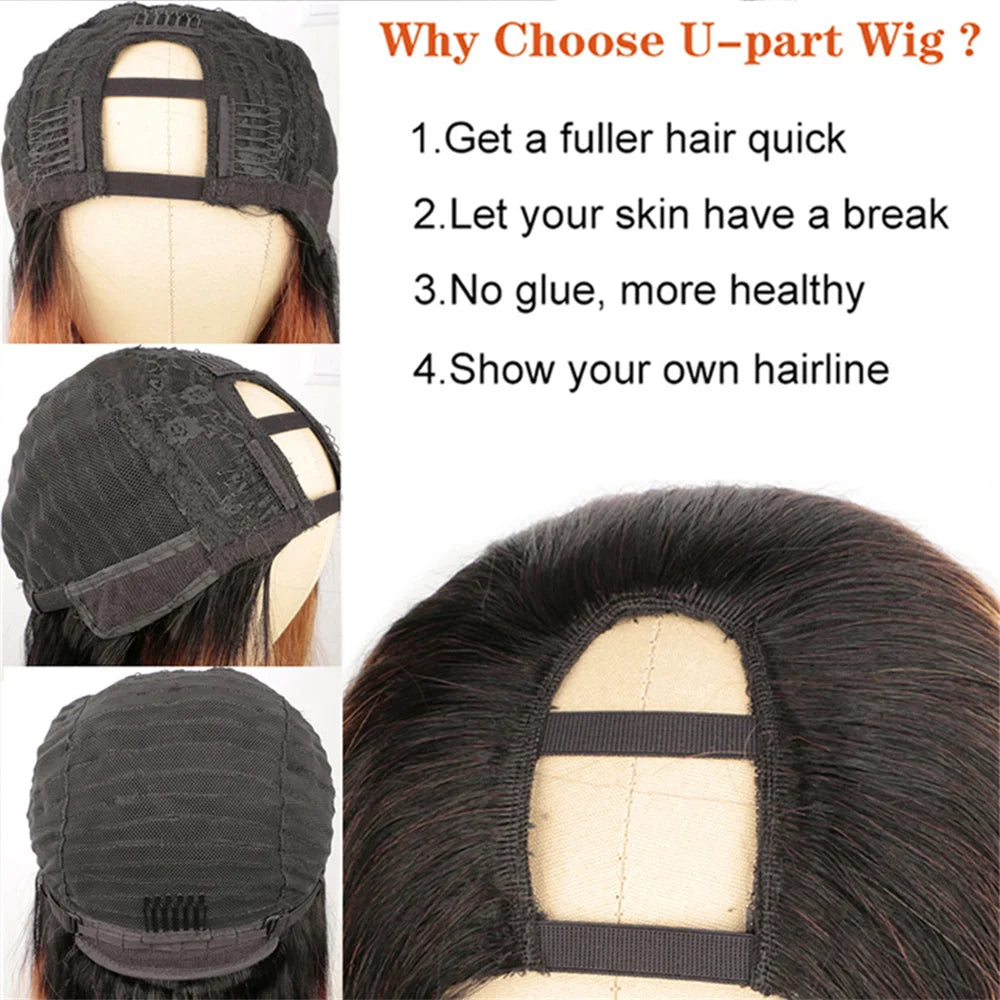Maxy 1B30 Ombre U Part Wig Human Hair Brown Colored Clip In Hair Extensions Cheveux Humains Natural Black Upart Human Hair Wigs