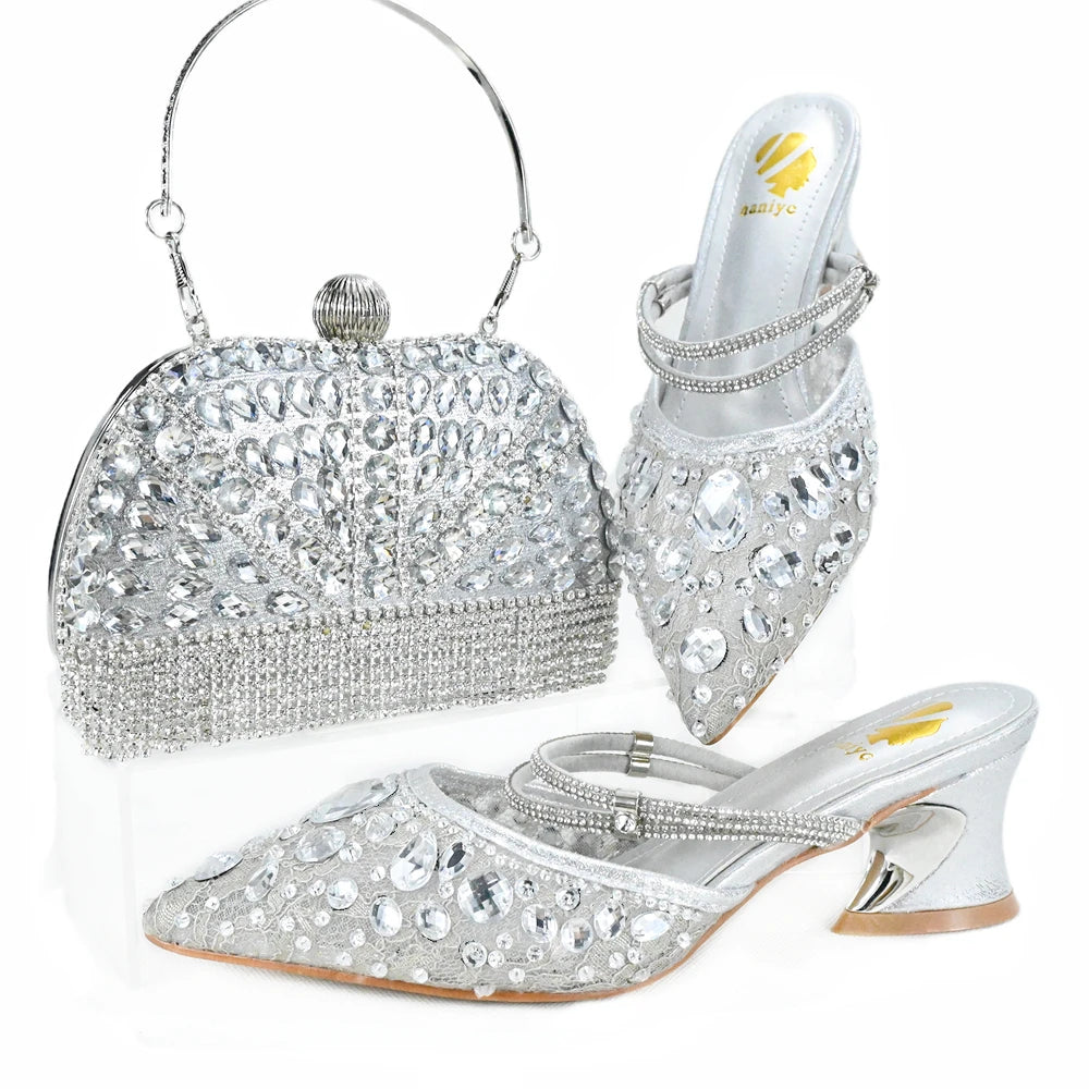 Momsey fashion Women Matching Shoe and Bag Set for Party shoes!