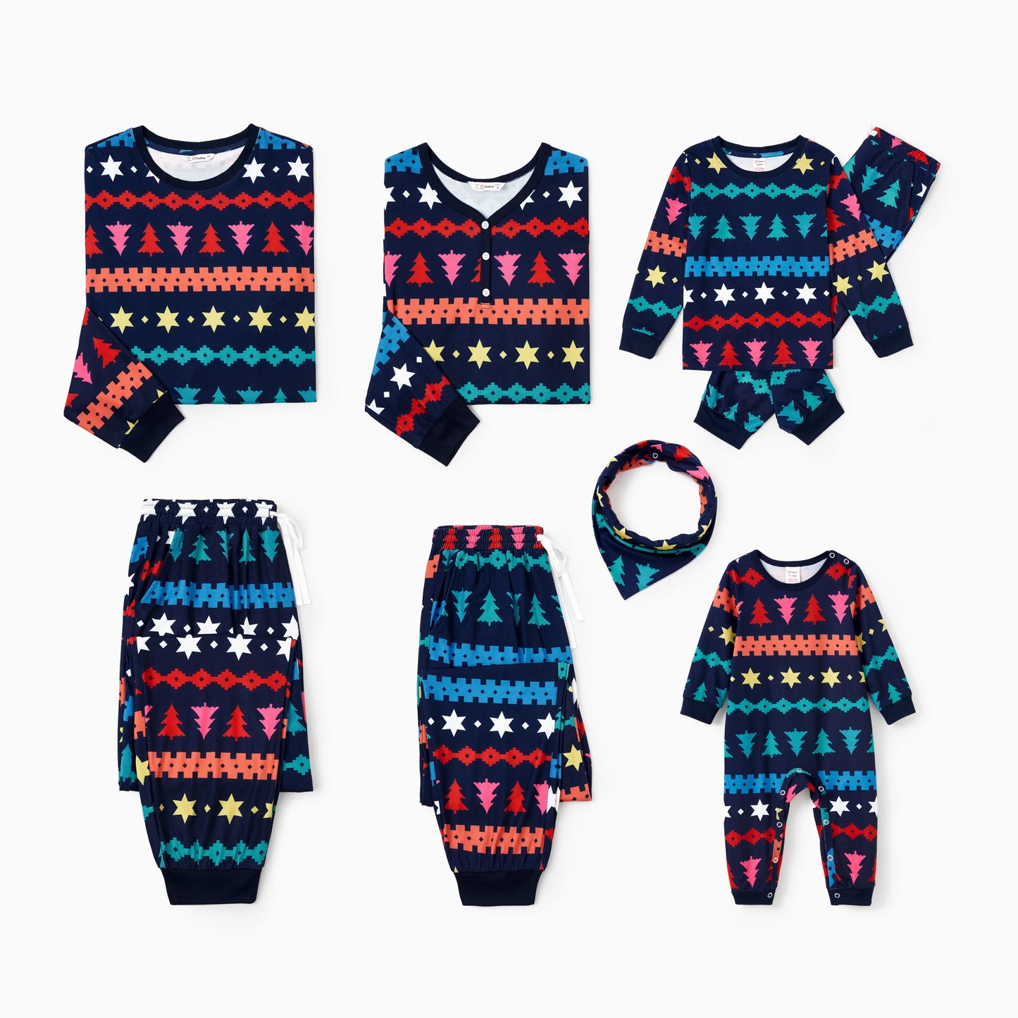 PatPat Max Christmas Pajamas Sets Family Matching Allover Xmas Tree/Star/Fair Isle Pattern