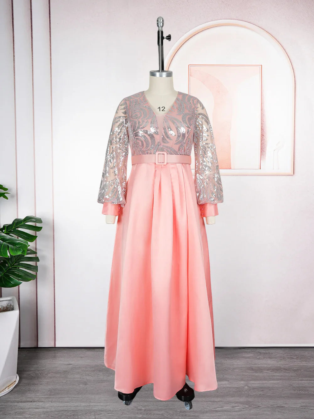 Maxy Plus Size Sequin Dresses for Women Elegant Evening Wedding Party Gown Dashiki Ankara Clothing Kaftan Abaya Robe