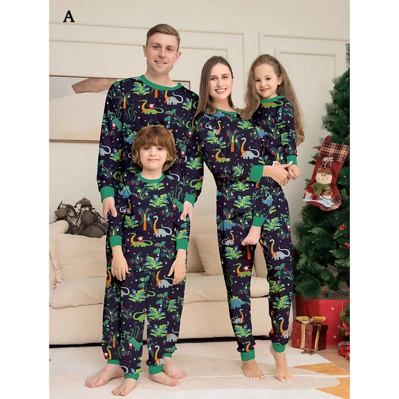 Dinosaur Family Pajama Sets Children Mom Dad Dog Pyjams Outfit Halloween Christmas Parent-child Snug Fit Romper