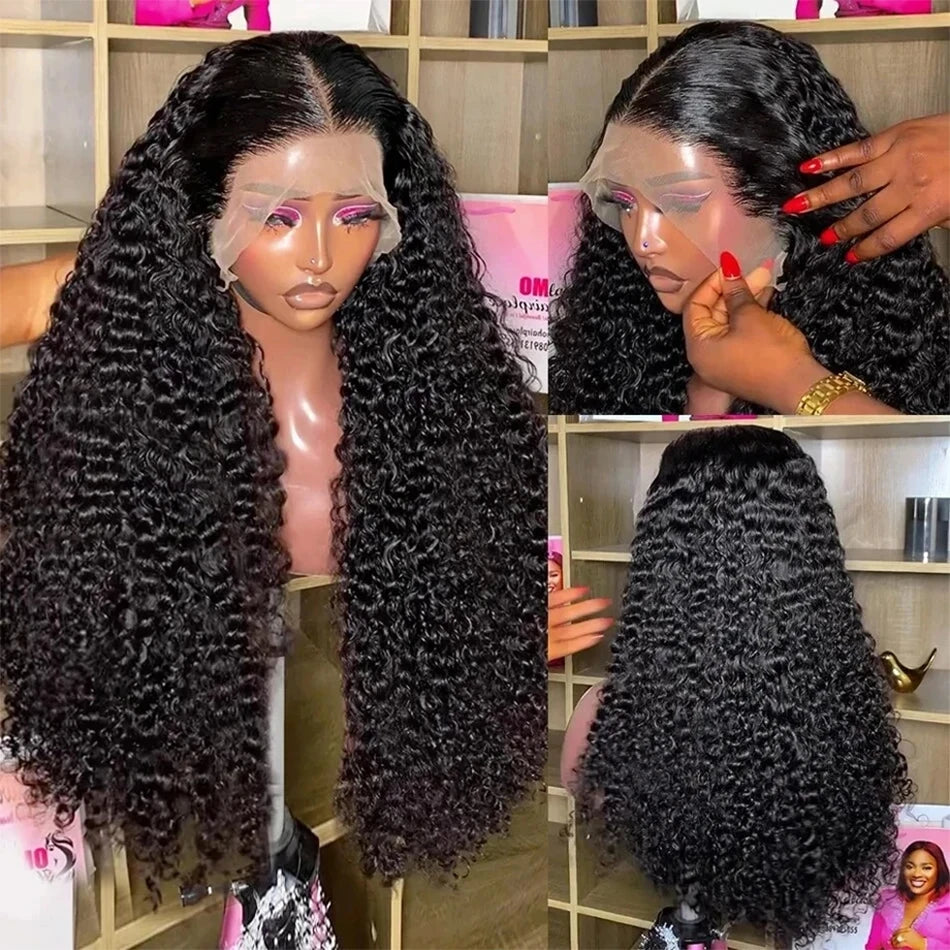 Amay Glueless Kinky Curly 13x4 Lace Front Human Hair Wigs For Women Brazilian Deep Curly Lace Frontal Wig Wet And Wavy Frontal Wigs