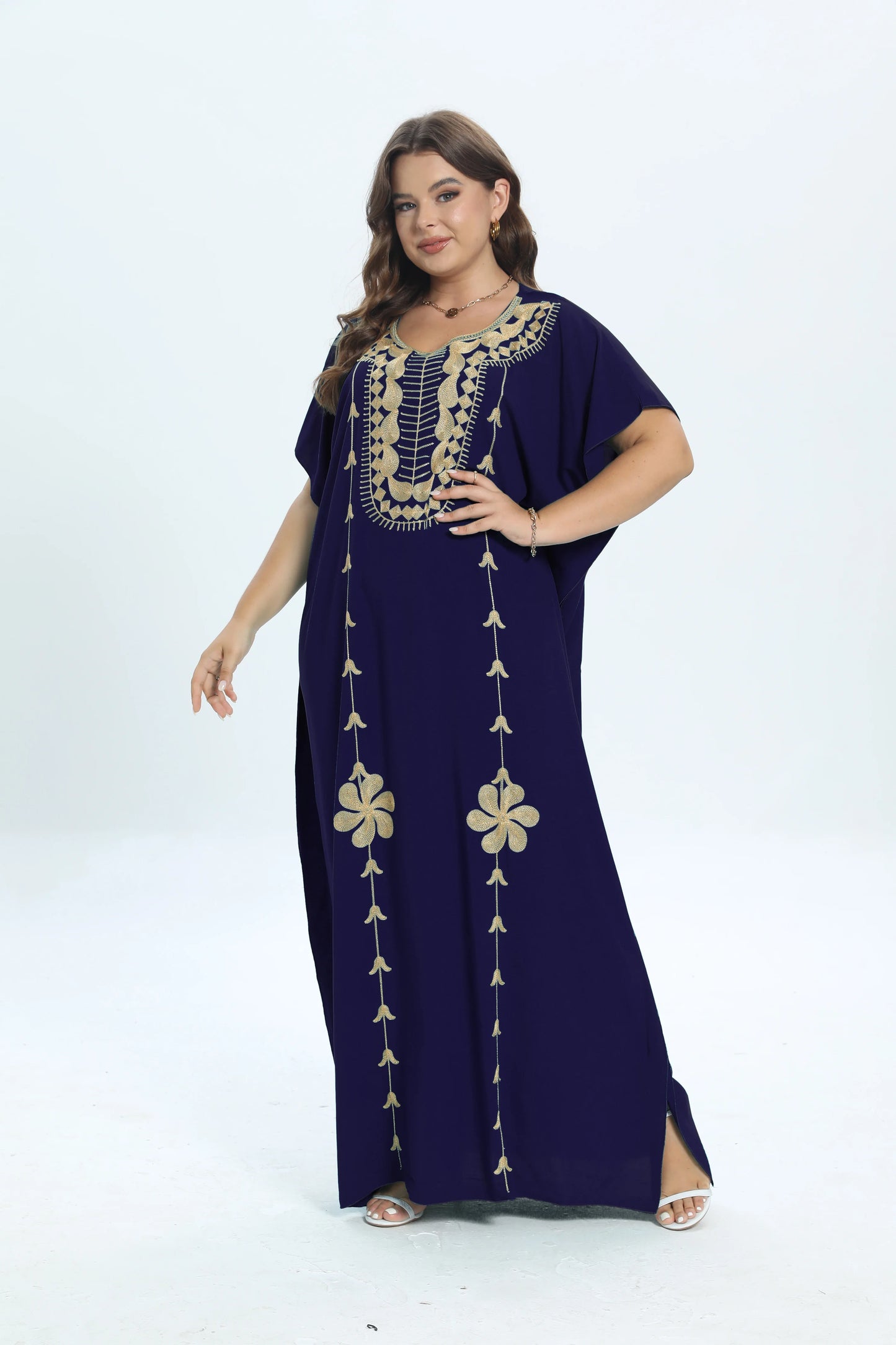 Maxy African Plus Size Dashiki Cotton Traditional Dress Abaya For Womens Moroccan Loose For Women's Kaftan Short Sleeve Cover up