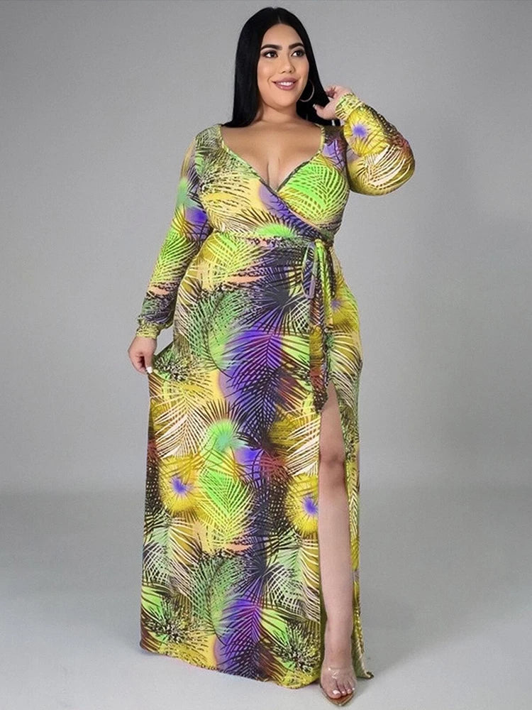 Woman Maxi Dress Long Sleeve Floral Dress Ladies Casual Plus Size 3xl Dress Chic and Elegant Wholesale Bulk Dropshipping