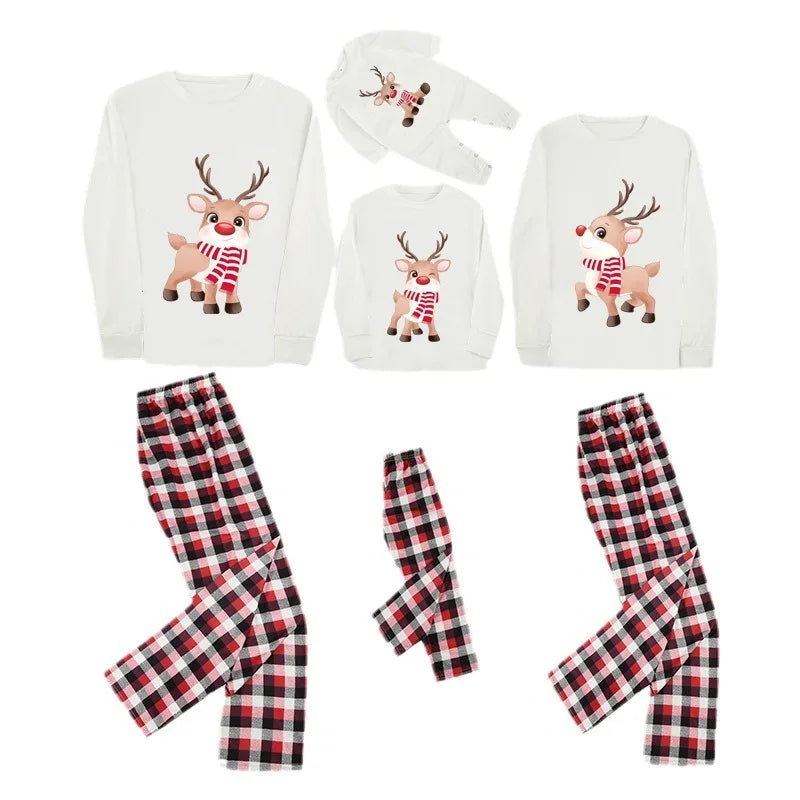 Maxy new Christmas Moose print family long sleeve pajamas set home wear