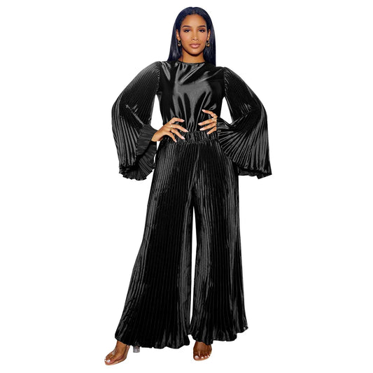 Maxy 2 Piece Pants Sets Women African Muslim New Matching Sets Solid Color Two Pieces Sets Top Pants Suits Outfits Clothing