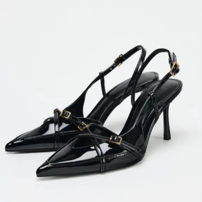 Bebs New Brand Summer Pointed Toe Women Sandals Concise Slingback Party Dress Mules Shoes Sexy High Heels Banquet Striptease Sandals