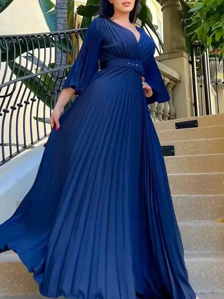 Amay Dress for Women Autumn Fashion Dashiki Solid Color 2 New Arrival Robe Elegant Party Maxy Dress
