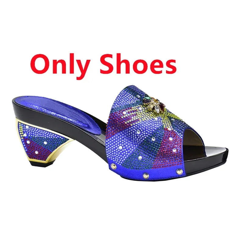 New Arrival Max Shoes and Bag Set Decorated with Rhinestone High Quality African Women Wedding Shoes and Bag Set Party Shoes