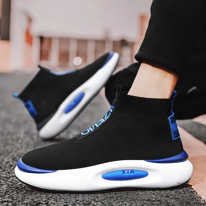 Maxy High Top Super Light Breathable Knit Vamp Men Sneakers Male Sock Footwear Fitness Sport Tennis Shoes