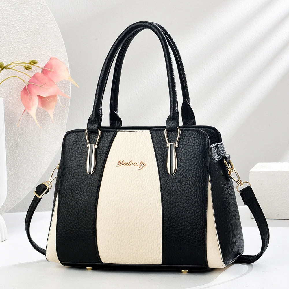 Maxy Stripe Color Matching Fashion Women Handbag Large Capacity Tote Bag Marble Texture Unique Design Hand Bag With Strap Crossbody