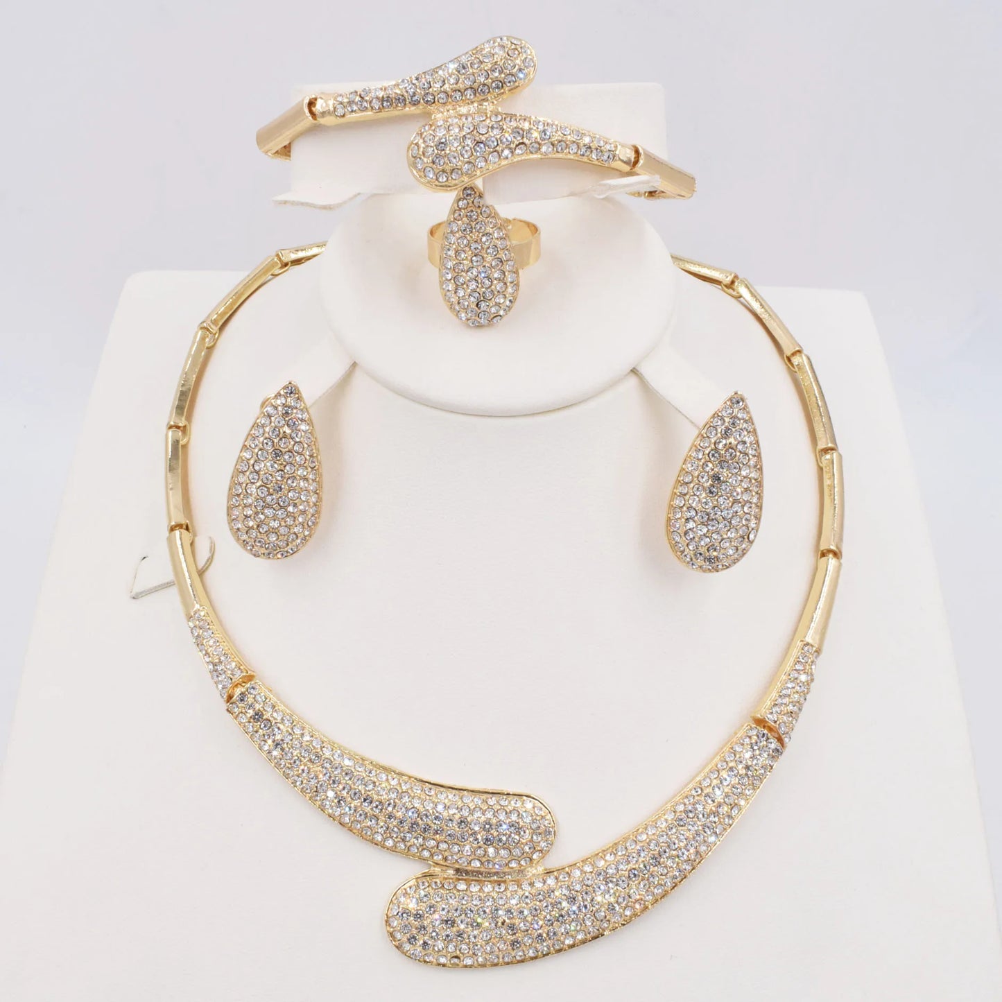 Maxy Luxury Gold Color Jewelry Set Italy Elegant 18k Gold Plated Women Necklace Earrings Bride Wedding Party Accessories