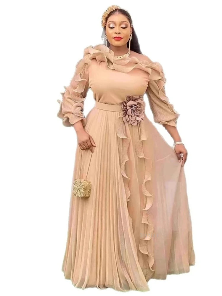 Amay Plus Size Evening Dresses for Women Luxury Solid Gown Elegant Wedding Party Long Dress Ankara Ladies Clothing Outfits