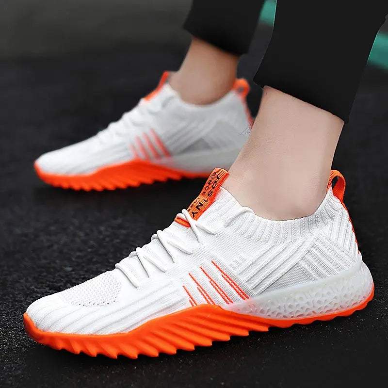 Plus Size Light Weight Air Mesh Men Sport Shoes Women Sneakers Man Black Orange Breathable Running Shoes Men's Sports Gym D-436
