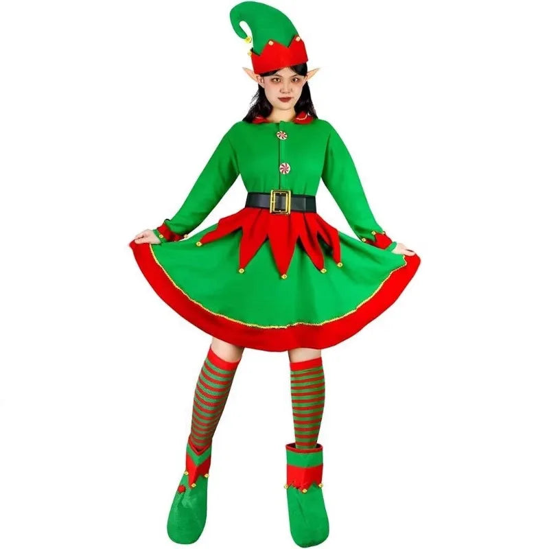 Maxy Christmas Costumes for Girls and MOM Family Matching Dress+Hat+Socks+Shoes+Belt Christmas Set Adult Kids New Year Xmas Suit
