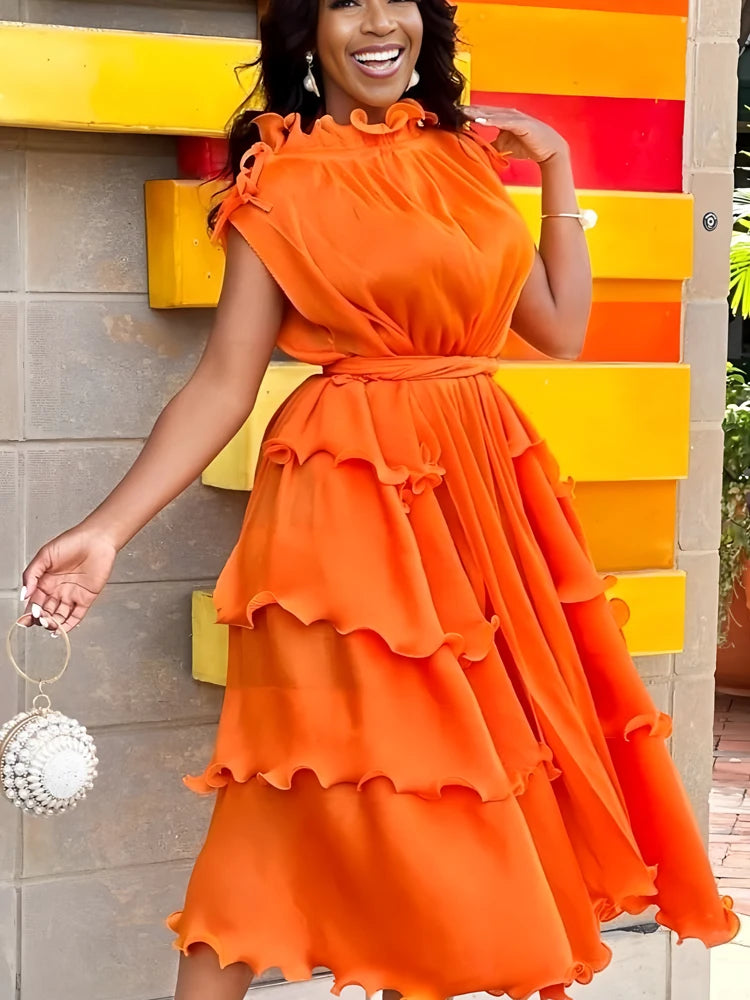Amay prom Irregular dress for Women pleated clothing Fashion Casual Loose evening party Female plus size Dresses Elegant