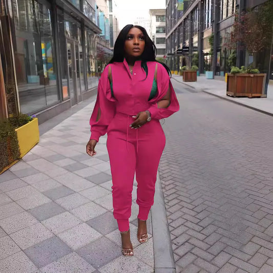 Amay Women Two Piece Set Spring Slim Fit Pants Hollow Out Button Shirt Y2k Tops Suits Vintage Patchwork Streetwear Outfit Sets.