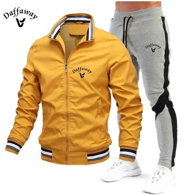 Visco New Men Tracksuits Men Sets Sweatshirt +sweatpants Tracksuit Zipper Stand Collar Sports Suit Jogging Fitness Men Clothing