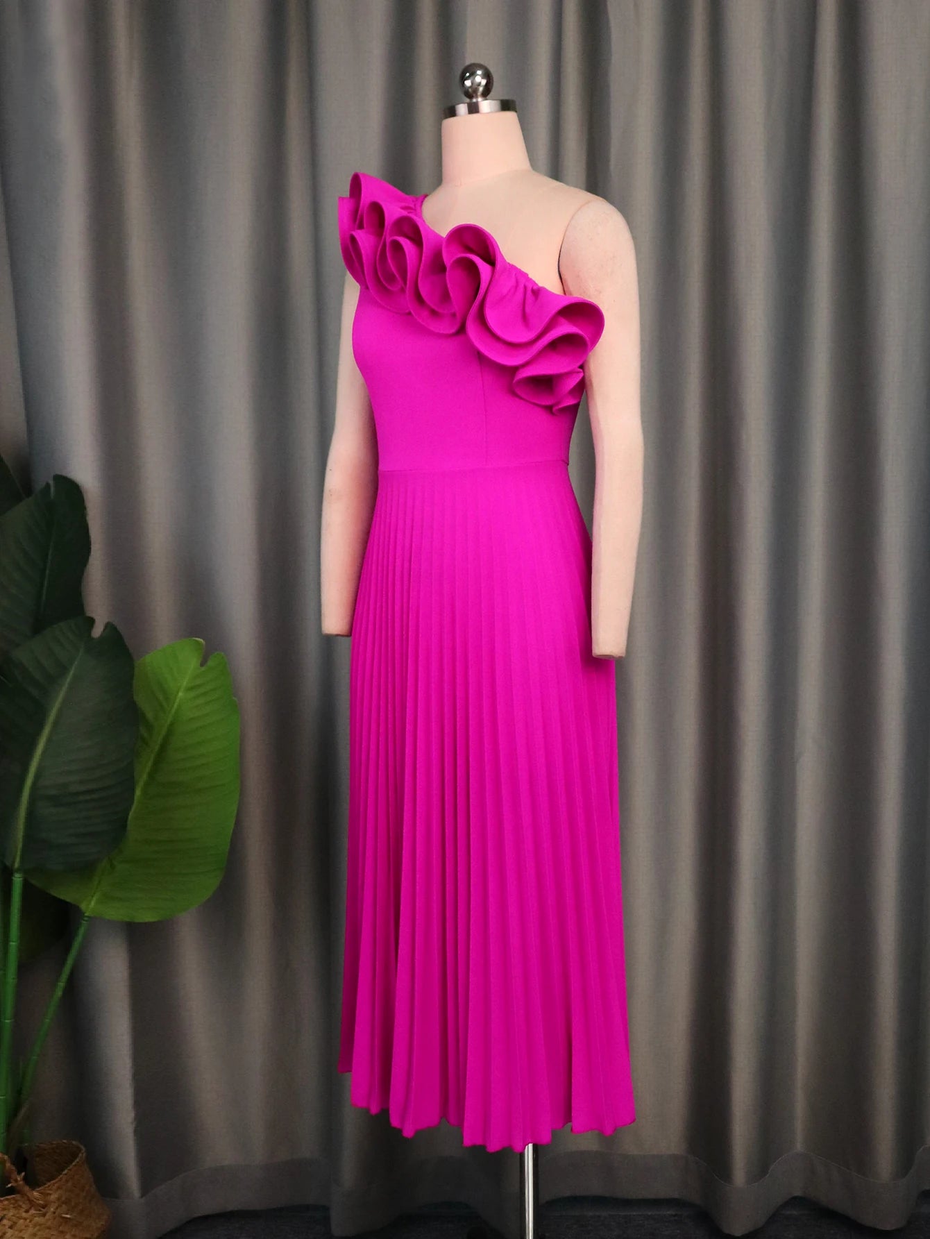 Babs One Shoulder Party Dresses for Women Plus Size Ruffles Empire A Line Pleated Long Prom Midi Evening Event Party Gowns Outfits