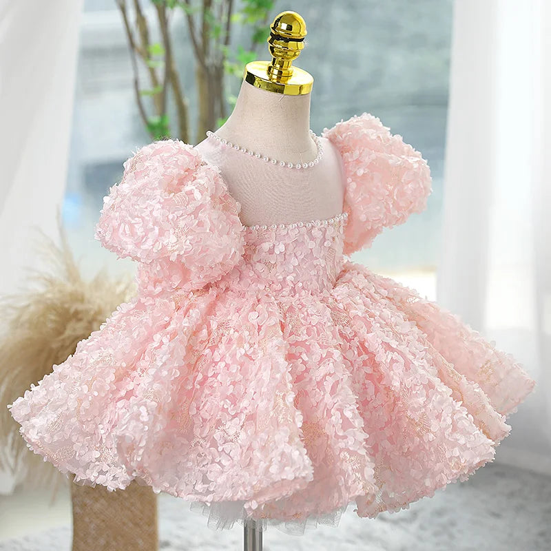 Maxy Child Pageant Luxury Evening Ball Gown Birthday Party Dress for Girls with Pearls and Lace Weddings Parties Kids Formal Dresses