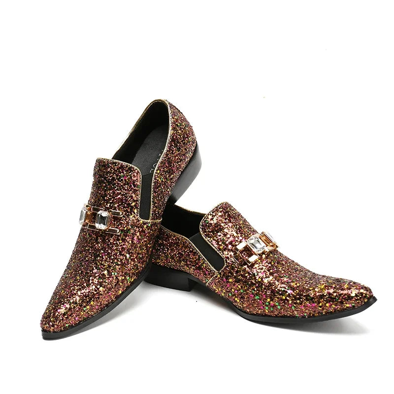 Maxy Italian Luxury Pointed Toe Banquet Shoes Leisure Big Size Slip on Dress Shoes Classic Cow Leather Man Wedding Party Formal Shoes