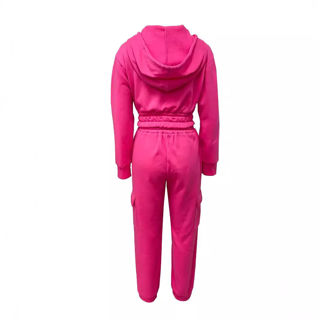 Maxy Two-piece Set Woman Streetwear Fashionable and Minimalist Hooded Warm Long Sleeved Sweatshirt Pocket Y2k Pants Suit for Female