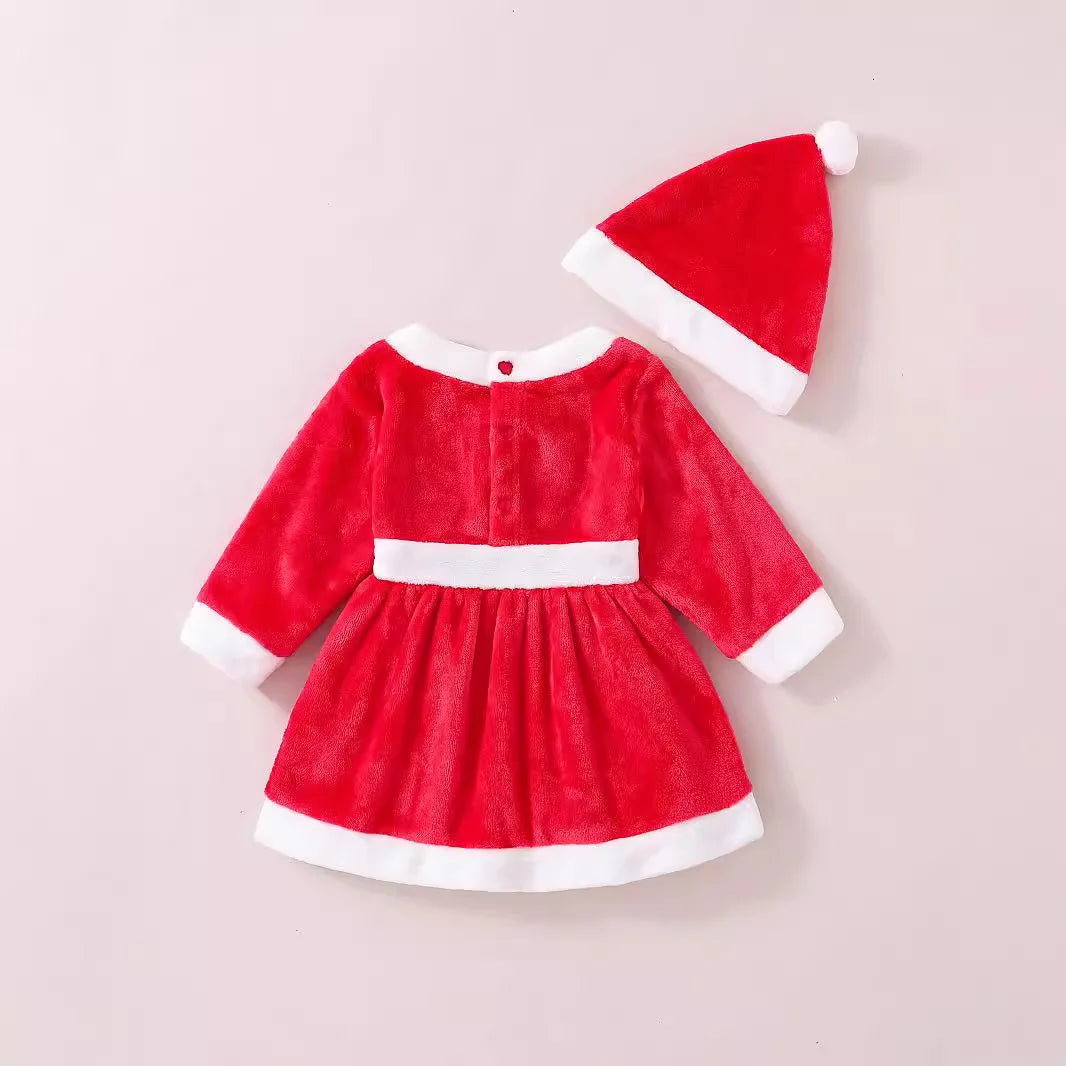 Maxy Baby Girls Christmas Dress Baby Santa Claus Costume Red Santa Tulle Dress With Hat