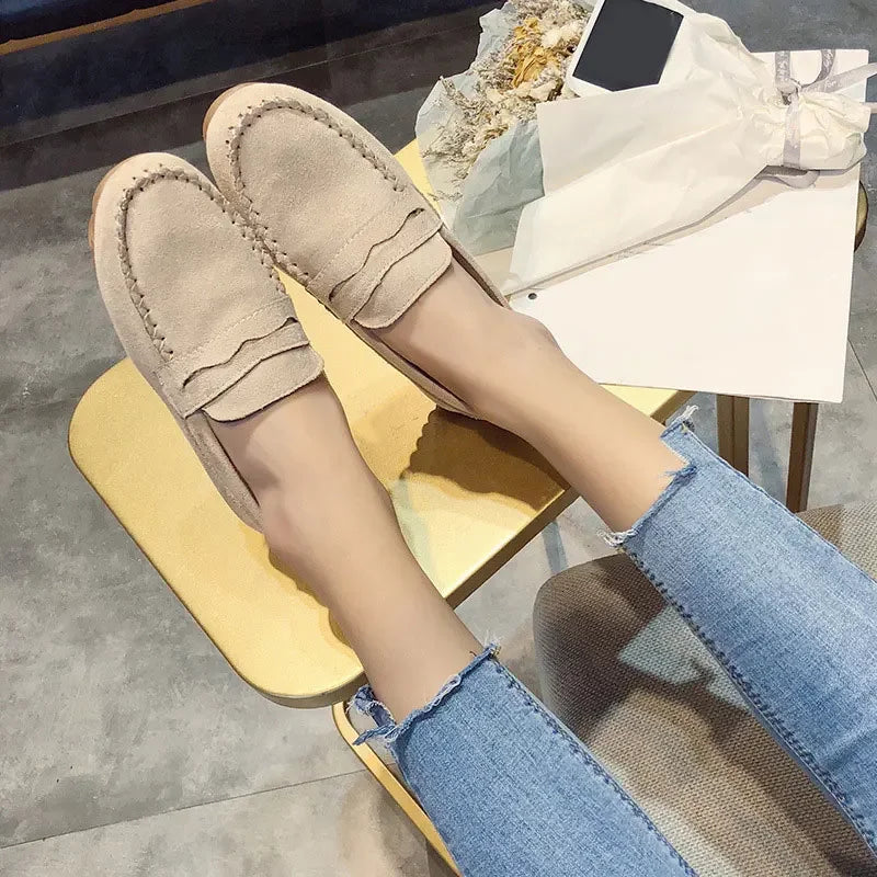 Maxy Women's Loafers Moccasins Woman Soft Bottom Non Slip Female Flats Shoes  Autumn Spring Slip On Sewing Ladies Lazy Shoes New