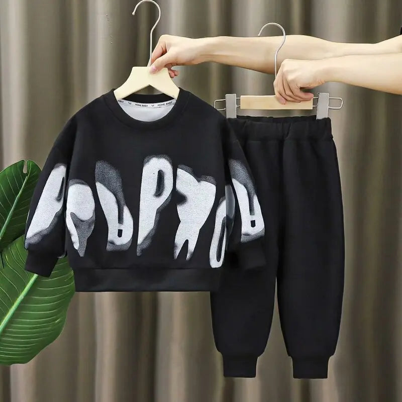 utumn Baby Boy Clothes Set Kid Cartoon Printed Sweatshirts Pullover Top And Pants 2pcs Suit Children Girls Fashion Tracksuits