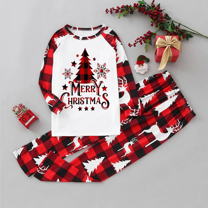 Maxy Christmas Family Matching Outfits Mom Dad Kids 2 Pieces Pajamas Set Baby Rompers Casual Loose Sleepwear Xmas Family Look Pyjamas