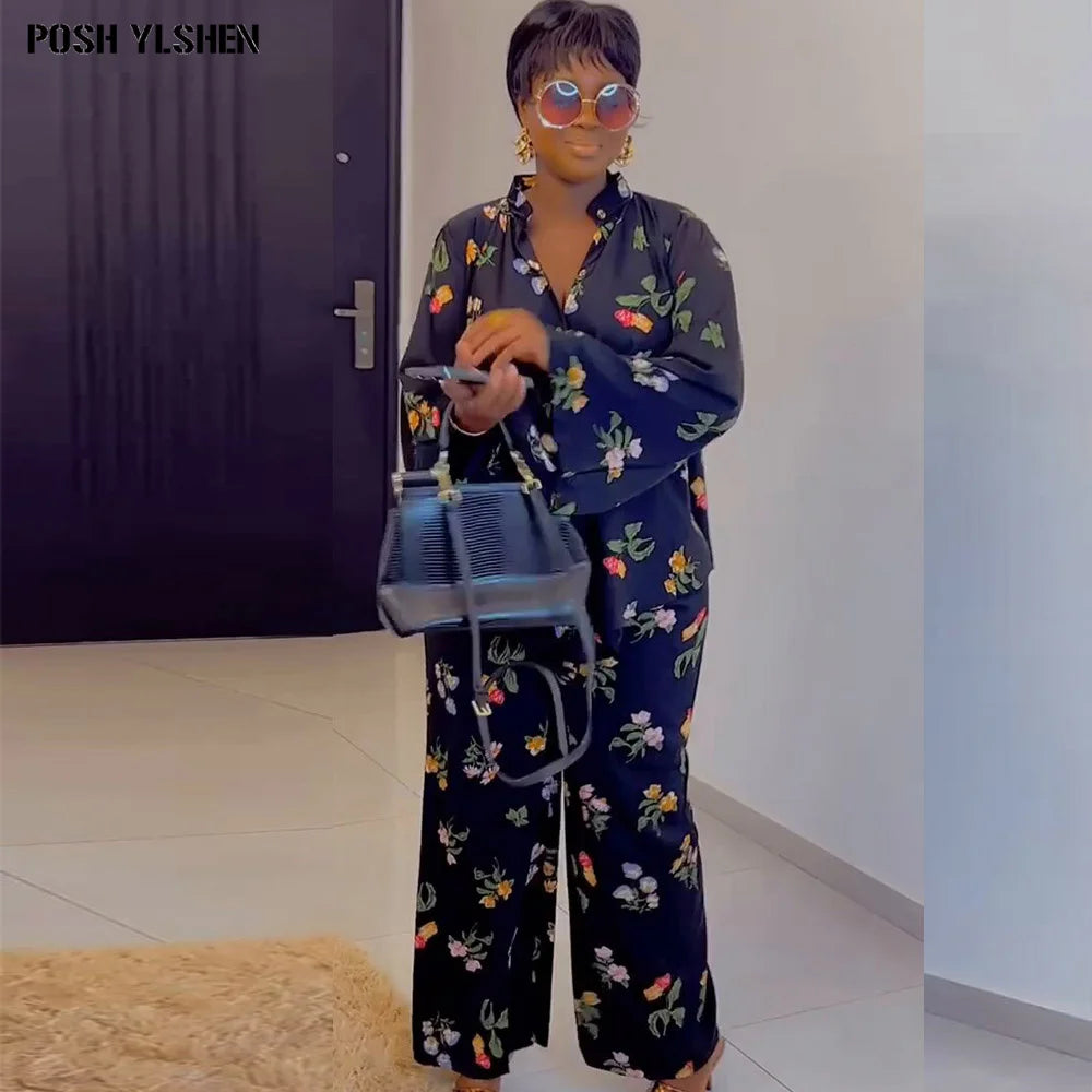 Maxy Two 2 Piece Pant Sets Women Outfit Summer Clothes African Dresses for Women New in Matching Set Sexys Dames Africa Clothing