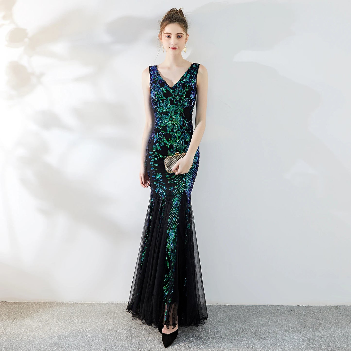Maxy Customized Women's 1920s Inspired V Neck Sleeveless Gatsby Dresses Long Evening Cocktail Gowns