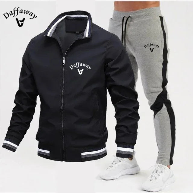 Visco New Men Tracksuits Men Sets Sweatshirt +sweatpants Tracksuit Zipper Stand Collar Sports Suit Jogging Fitness Men Clothing