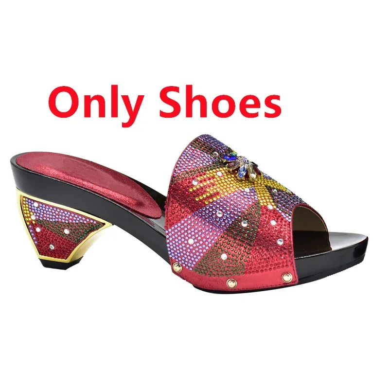 New Arrival Max Shoes and Bag Set Decorated with Rhinestone High Quality African Women Wedding Shoes and Bag Set Party Shoes