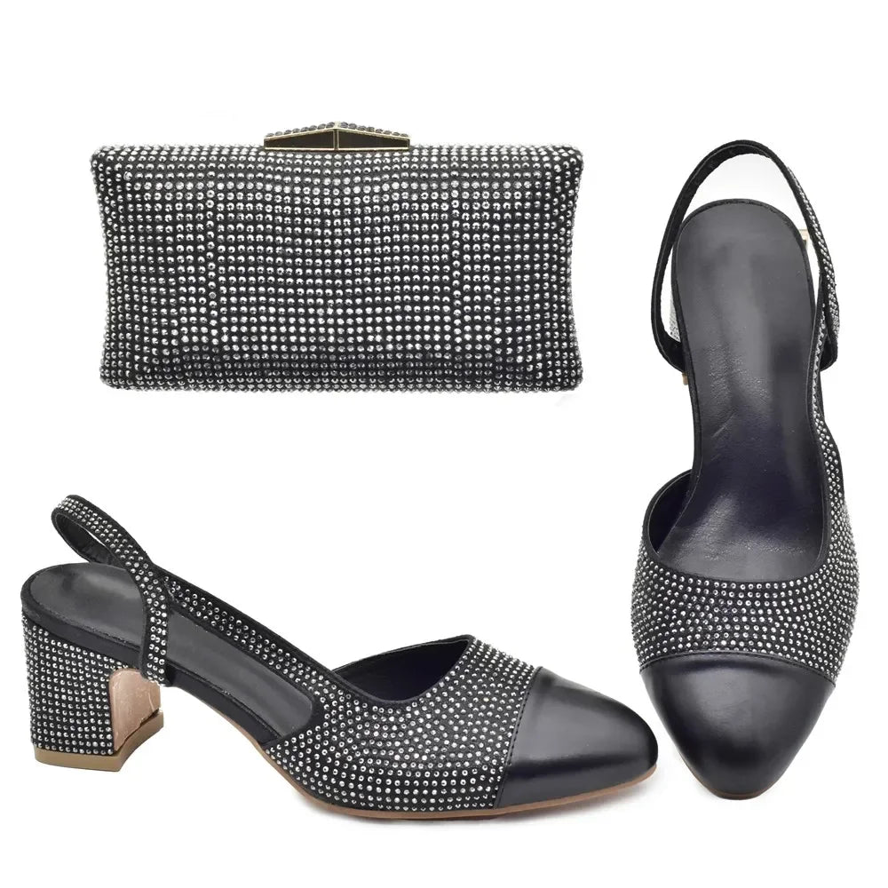 New Design Maxy Shoes and Bag To Match Set African Comfortable Heels Party Shoes and Bag Set for Wedding Plus Size 43