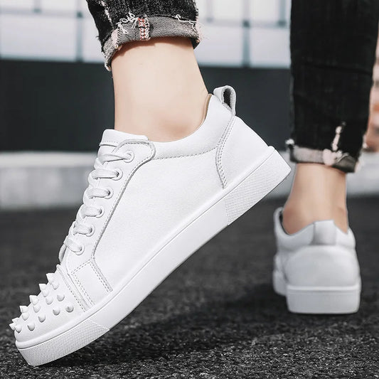 Amay Sneakers for Men White New Hot Outdoor Sports Stylish Lightweight Flat-soled Wear-resistant Breathable Lace-up Casual Shoes
