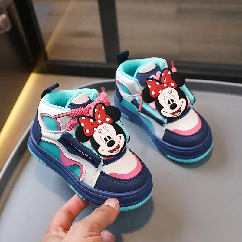 Maxy Disney Mickey Mouse Children Sports Shoes Spring Autumn Board Shoes Girls Baby Boys Casual Shoes Soft Sole Sneakers